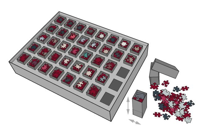 Adventskalender pussel: Storlek på de 40 SMART-lådorna